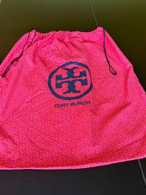 Tory Burch Pink/Orange Geometric Pattern Bag with Logo